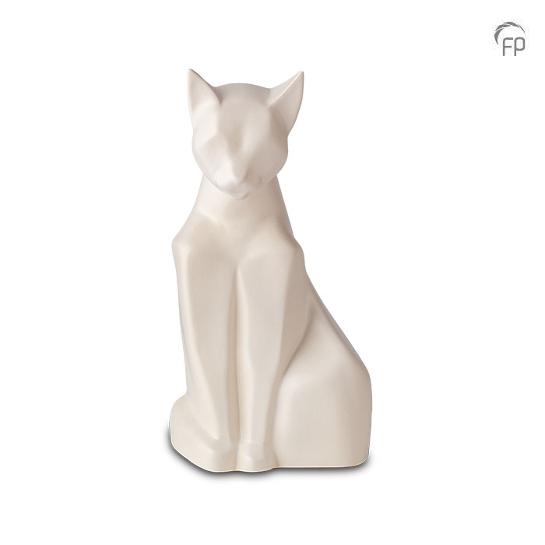 Mastaba Ceramika Keramische dierenurn kat wit mat -
