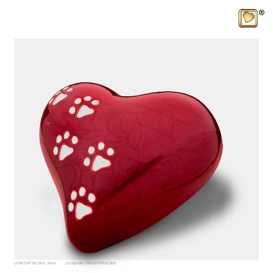 Heart Pet Urn Pearl Red medium -